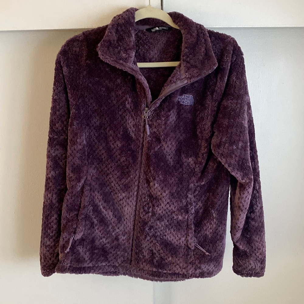 North Face soft fuzzy warm mid-weight jacket with thumb holes